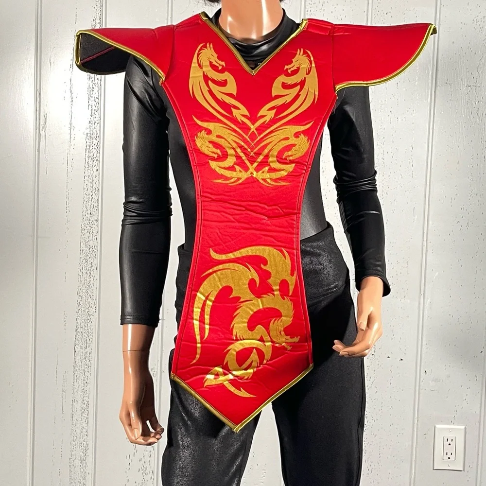 ***Unisex Red Ninja Samurai Dragon Armour Costume Halloween  Sz M